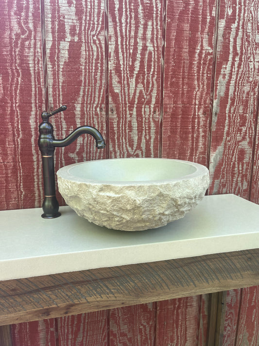 Concrete vessel sink in Classic Grey.