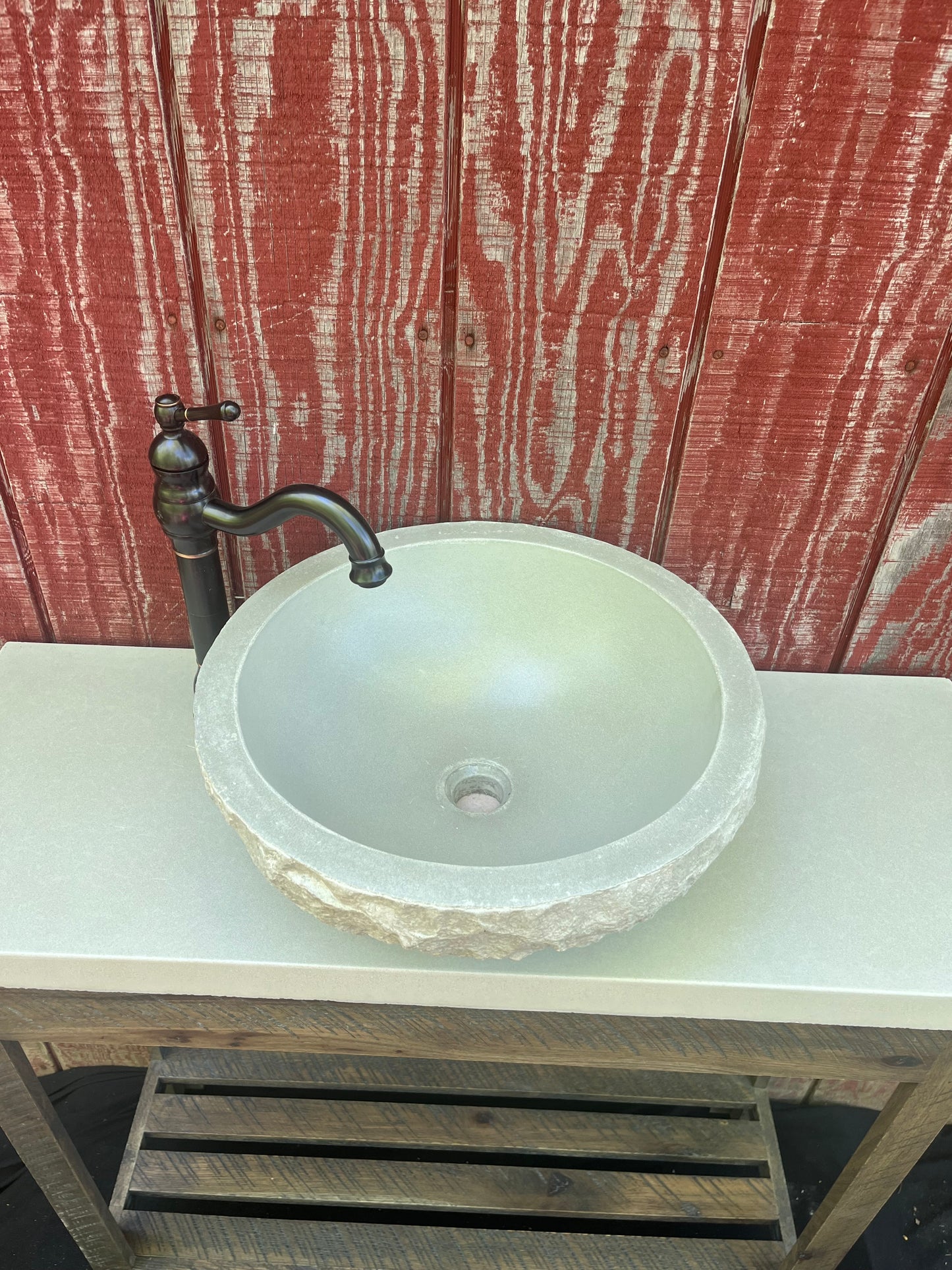 Concrete vessel sink in Classic Grey.