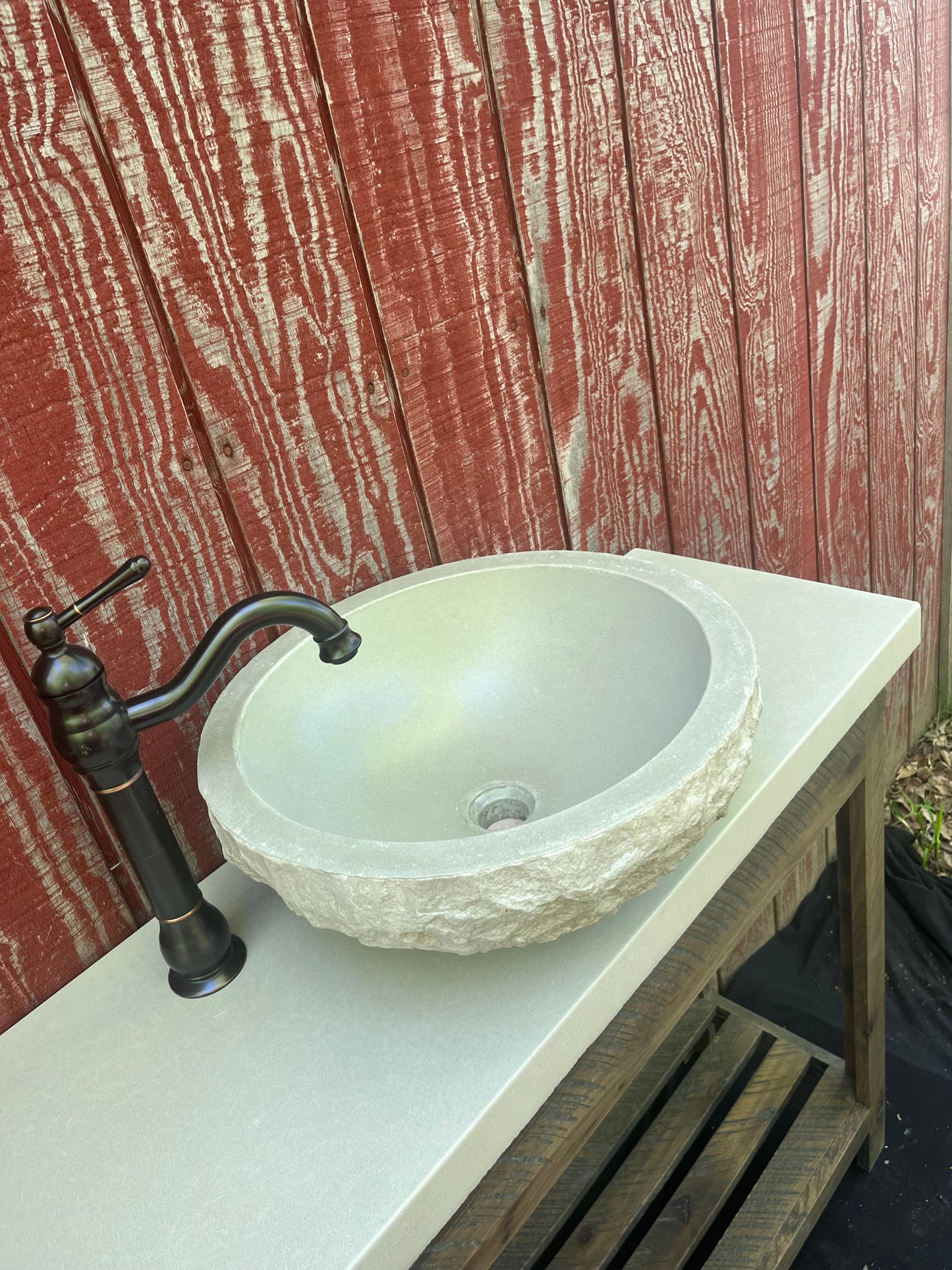 Concrete vessel sink in Classic Grey.