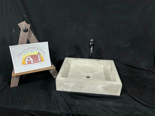 Concrete Square Vessel Sink- Natural Light Grey